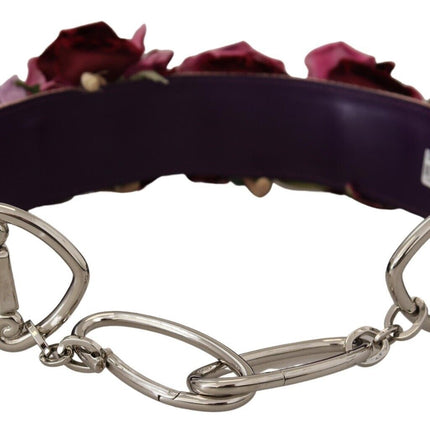 Dolce & Gabbana Multicolor Floral Appliques Metal Shoulder Strap