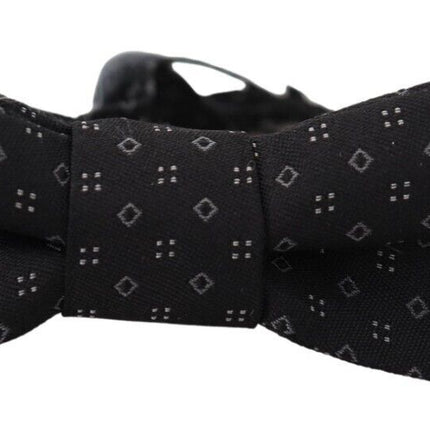 Dolce & Gabbana Black Pattern Silk Adjustable Neck Papillon Bow Tie