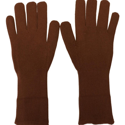 Dolce & Gabbana Brown Cashmere Knitted Hands Mitten Mens Gloves