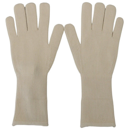 Dolce & Gabbana White Cashmere Knitted Hands Mitten Mens Gloves