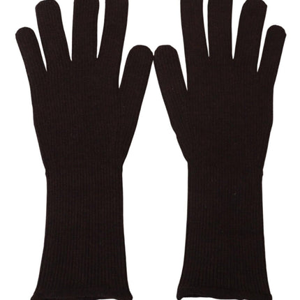 Dolce & Gabbana Brown Cashmere Silk Hands Mitten Mens Gloves