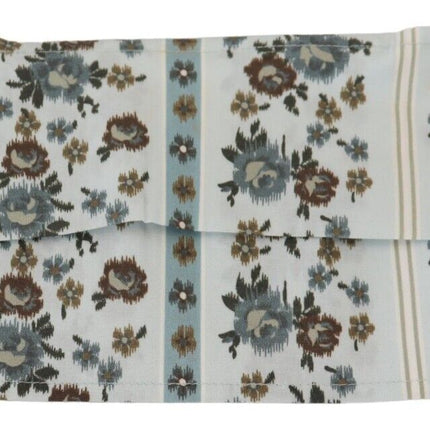 Dolce & Gabbana White Floral Cotton Pleated Elastic Ear Strap Face Mask