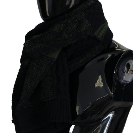 Dolce & Gabbana Black Green Knitted Men Neck Wrap Shawl Scarf