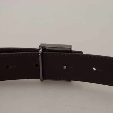 Dolce & Gabbana Gold Leather Silver Square Metal Buckle Belt