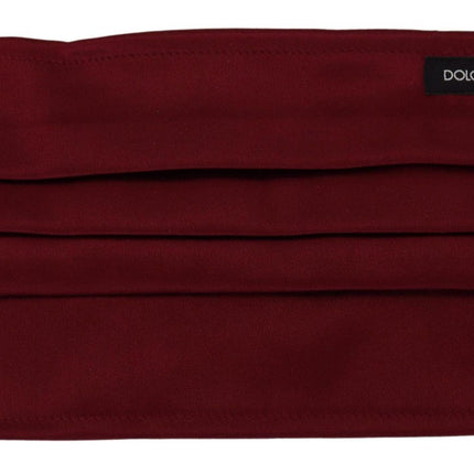 Dolce & Gabbana Maroon Silk Pleated Elastic Ear Strap One Size Face Mask