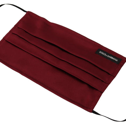 Dolce & Gabbana Maroon Silk Pleated Elastic Ear Strap One Size Face Mask
