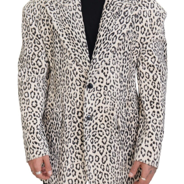 Dolce & Gabbana White Leopard Single Breasted Coat Blazer