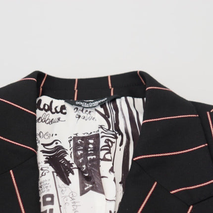Dolce & Gabbana Black Stripes Viscose Double Breasted Blazer
