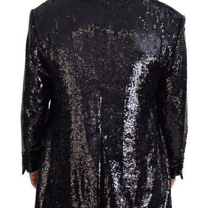 Dolce & Gabbana Black Sequined Cow Pattern Nylon Blazer