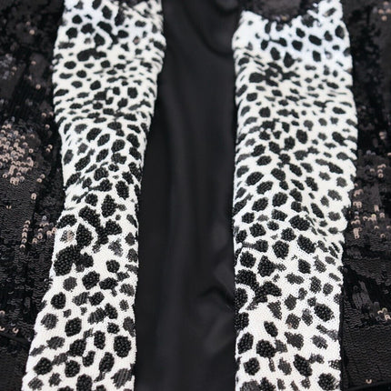 Dolce & Gabbana Black Sequined Cow Pattern Nylon Blazer