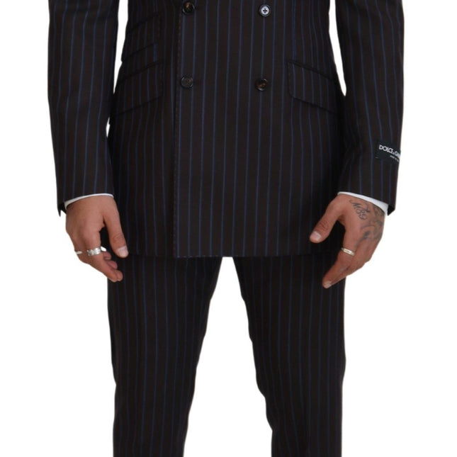 Dolce & Gabbana Black Striped Wool Formal 2 Piece Suit