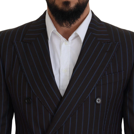 Dolce & Gabbana Black Striped Wool Formal 2 Piece Suit