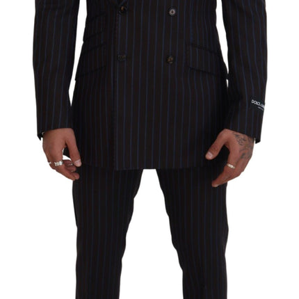 Dolce & Gabbana Black Striped Wool Formal 2 Piece Suit
