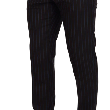 Dolce & Gabbana Black Striped Wool Formal 2 Piece Suit