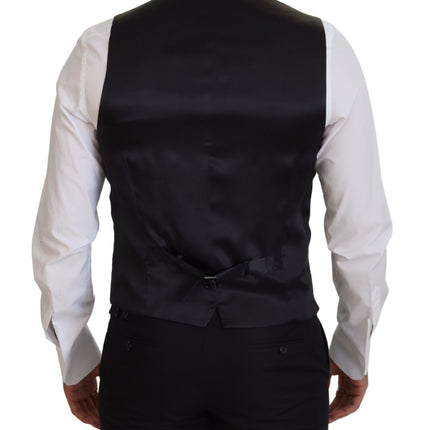 Dolce & Gabbana Black Virgin Wool Waistcoat Formal Dress Vest