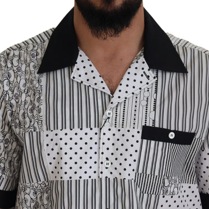 Dolce & Gabbana White Black Patterned Button Down Shirt