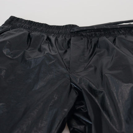 Dolce & Gabbana Black Shining Drawstring Trouser Nylon Pants