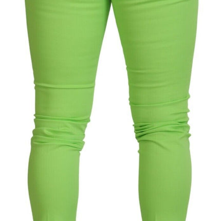 Dolce & Gabbana Light Green Cotton Skinny Men Trousers Pants