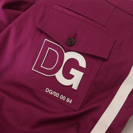 Dolce & Gabbana Magenta Cotton DG Logo Pocket Trouser Pants