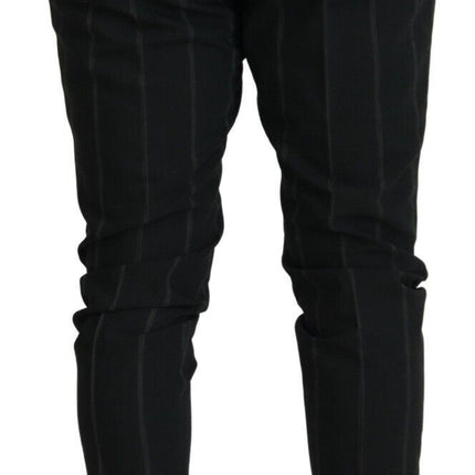 Dolce & Gabbana Black Striped Men Trousers Cotton Pants