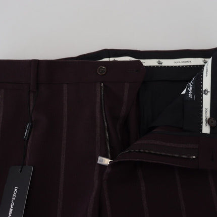 Dolce & Gabbana Brown Striped Men Trousers Cotton Pants