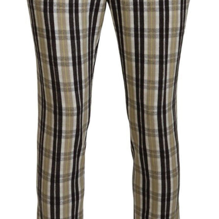 BENCIVENGA Multicolor Checkered Cotton Straight Fit Men Pants