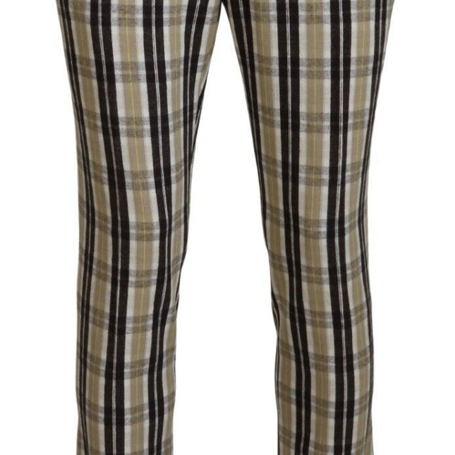 BENCIVENGA Multicolor Checkered Cotton Straight Fit Men Pants
