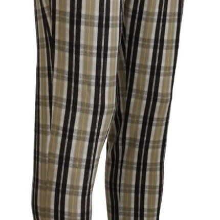 BENCIVENGA Multicolor Checkered Cotton Straight Fit Men Pants