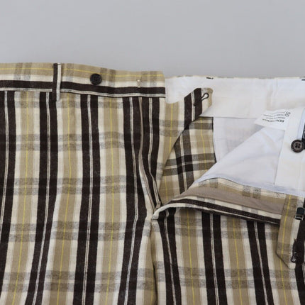 BENCIVENGA Multicolor Checkered Cotton Straight Fit Men Pants