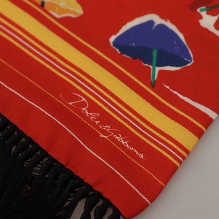 Dolce & Gabbana Multicolor DG Umbrellas Print Shawl Fringe Scarf