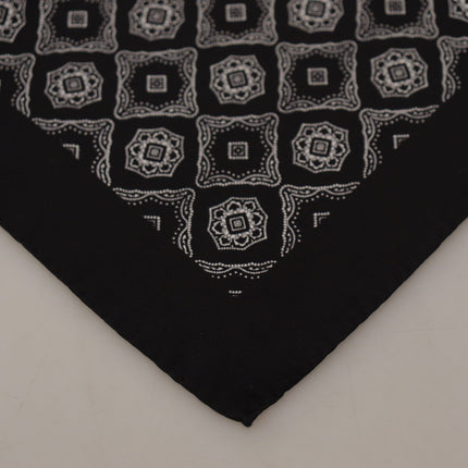 Dolce & Gabbana Black Geometric Patterned Square Handkerchief Scarf