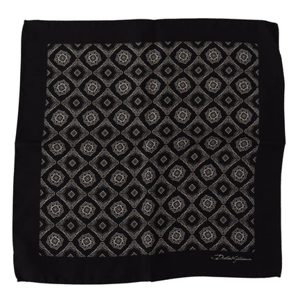 Dolce & Gabbana Black Geometric Patterned Square Handkerchief Scarf