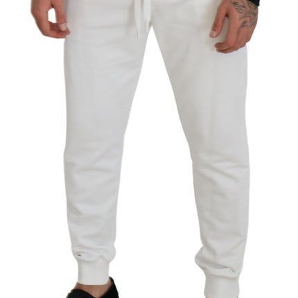 Dolce & Gabbana White Sport Logo Cotton Sweatpants Trousers Pants