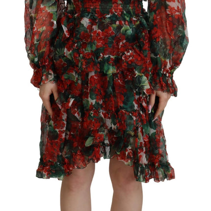 Dolce & Gabbana Multicolor Geranium A-line Knee Length Dress