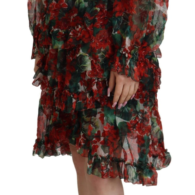 Dolce & Gabbana Multicolor Geranium A-line Knee Length Dress