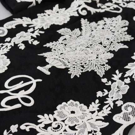 Dolce & Gabbana Black Lace Trim Half Sleeves A-line Dress