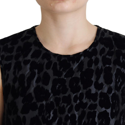 Dolce & Gabbana Black Leopard Shift Mini Polyester Dress