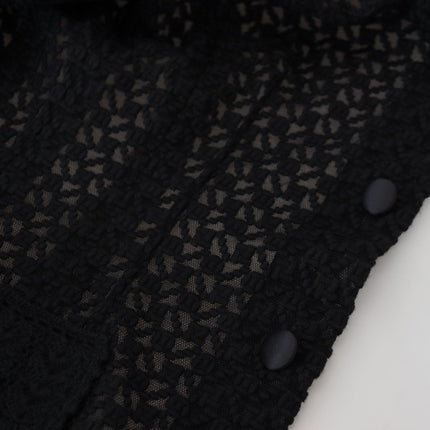 Dolce & Gabbana Black Wool Knitted Button Down Collar Jacket