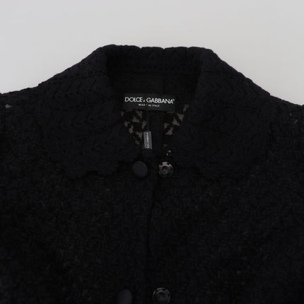 Dolce & Gabbana Black Button Down Long Blazer Cotton Jacket