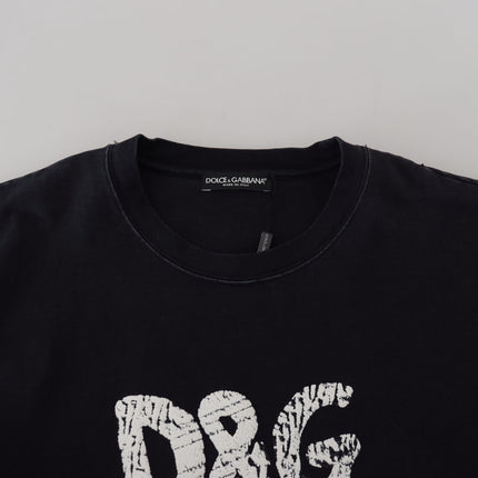 Dolce & Gabbana Black D&G Fashion Round Neck Cotton T-shirt