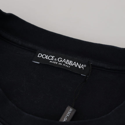 Dolce & Gabbana Black D&G Fashion Round Neck Cotton T-shirt