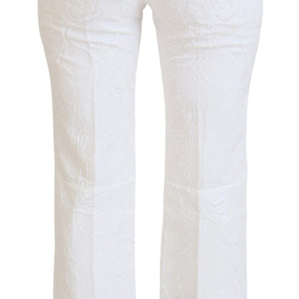 Dolce & Gabbana White Leopard Print High Waist Pants