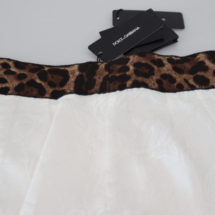 Dolce & Gabbana White Leopard Print High Waist Pants