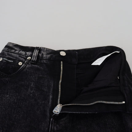 Dolce & Gabbana Black Washed Cotton High Waist Denim Jeans