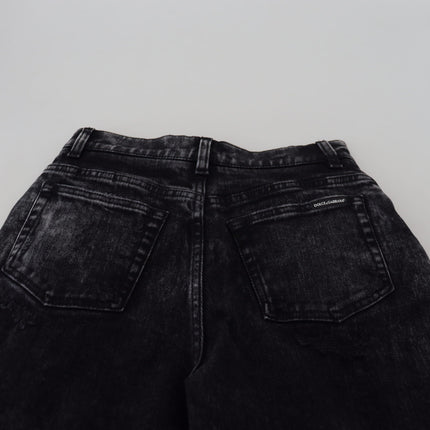 Dolce & Gabbana Black Washed Cotton High Waist Denim Jeans