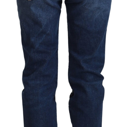 Dolce & Gabbana Black Floral Lace Front Skinny Denim Jeans