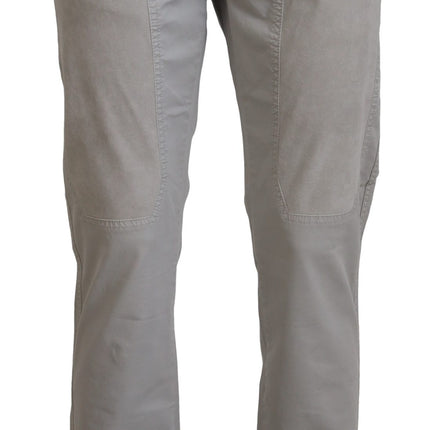 Jeckerson Gray Cotton Tapered Men Casual Pants