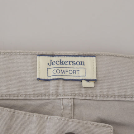 Jeckerson Gray Cotton Tapered Men Casual Pants