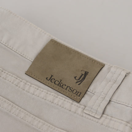 Jeckerson Gray Cotton Tapered Men Casual Pants