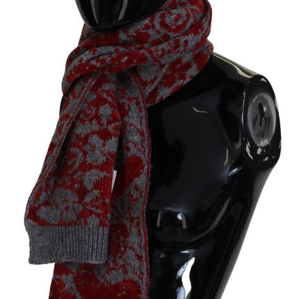 GF Ferre Red Grey Knitted Wrap Warmer Womens Shawl Scarf